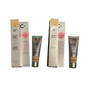 IT Cosmetics CC+Cream Light SPF50+ Travel Size Set of 2 NEW Full Coverage Bundle